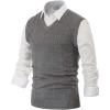 imagePJ PAUL JONES Mens V Neck Sweater Vest Cable Knitted Pullover Sweaters VestDark Grey