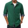 imagePJ PAUL JONES Mens Corduroy Button Down Shirt Long Sleeve Casual Collared Wrinkle Free Shirts with PocketGreen