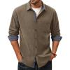 imagePJ PAUL JONES Mens Corduroy Button Down Shirt Long Sleeve Casual Collared Wrinkle Free Shirts with PocketKhaki