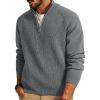 imagePJ PAUL JONES Mens Quarter Zip Pullover Sweater Turtleneck Raglan Long Sleeve SweatersLight Grey