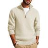 imagePJ PAUL JONES Mens Quarter Zip Pullover Sweaters Casual Slim Fit Knit Texture SweaterApricot