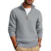 imagePJ PAUL JONES Mens Quarter Zip Pullover Sweaters Casual Slim Fit Knit Texture SweaterLight Gray