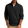 imagePJ PAUL JONES Mens Quarter Zip Sweaters Slim Fit Long Sleeve Casual Pullover Sweater Knit Textured Mock Neck Polo SweatersBlack