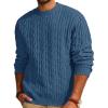 imagePJ PAUL JONES Mens Sweater Crewneck Cable Knit Pullover Sweater Casual Twist Textured SweatersGray Blue