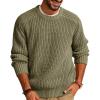 imagePJ PAUL JONES Mens Sweater Crewneck Knit Sweaters Casual Textured Pullover SweaterArmy Green