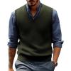imagePJ PAUL JONES Mens Sweater Vest Wool Blended Knitted Vest Sweaters VNeck Sleeveless Pullover VestsArmy Green