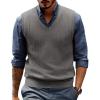 imagePJ PAUL JONES Mens V Neck Sweater Vest Cable Knitted Pullover Sweaters VestDark Grey