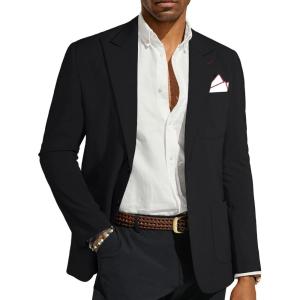 imagePJ PAUL JONES Mens Blazer Casual Sport Coats Regular Fit Two Button Suit Jacket Lightweight Sports JacketBlack With Square