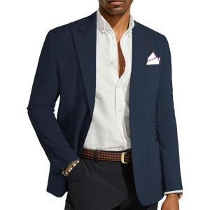 imagePJ PAUL JONES Mens Blazer Casual Sport Coats Regular Fit Two Button Suit Jacket Lightweight Sports JacketNavy Blue With Square