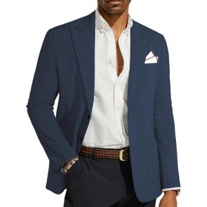 imagePJ PAUL JONES Mens Blazer Casual Sport Coats Regular Fit Two Button Suit Jacket Lightweight Sports JacketRoyal Blue With Square