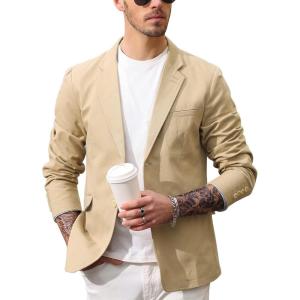 imagePJ PAUL JONES Mens Casual Sport Coats Two Buttons Lightweight Business Sport BlazerKhaki
