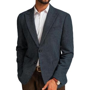 imagePJ PAUL JONES Mens Herringbone Blazer Vintage Tweed Wool Blend Sport Coat JacketNavy Blue32
