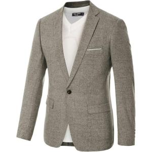imagePJ PAUL JONES Mens Herringbone Tweed Blazer British Wool Blend Sport Coat JacketKhaki