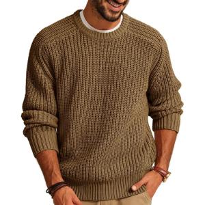 imagePJ PAUL JONES Mens Sweater Crewneck Knit Sweaters Casual Textured Pullover SweaterBrown