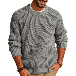 imagePJ PAUL JONES Mens Sweater Crewneck Knit Sweaters Casual Textured Pullover SweaterDark Gray