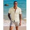 imagePJ PAUL JONES Mens Casual Button Down Shirts  Short Sleeve Summer Textured Beach WrinkleFree ShirtsBeige
