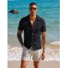 imagePJ PAUL JONES Mens Casual Button Down Shirts  Short Sleeve Summer Textured Beach WrinkleFree ShirtsBlack
