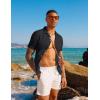 imagePJ PAUL JONES Mens Casual Button Down Shirts  Short Sleeve Summer Textured Beach WrinkleFree ShirtsBlack