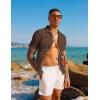 imagePJ PAUL JONES Mens Casual Button Down Shirts  Short Sleeve Summer Textured Beach WrinkleFree ShirtsCoffee