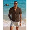 imagePJ PAUL JONES Mens Casual Button Down Shirts  Short Sleeve Summer Textured Beach WrinkleFree ShirtsCoffee