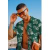imagePJ PAUL JONES Mens Casual Button Down Shirts  Short Sleeve Summer Textured Beach WrinkleFree ShirtsDark Greenfloral