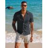 imagePJ PAUL JONES Mens Casual Button Down Shirts  Short Sleeve Summer Textured Beach WrinkleFree ShirtsDark Grey