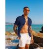 imagePJ PAUL JONES Mens Casual Button Down Shirts  Short Sleeve Summer Textured Beach WrinkleFree ShirtsDeep Blue