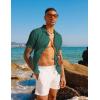 imagePJ PAUL JONES Mens Casual Button Down Shirts  Short Sleeve Summer Textured Beach WrinkleFree ShirtsDeep Green