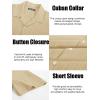 imagePJ PAUL JONES Mens Casual Button Down Shirts  Short Sleeve Summer Textured Beach WrinkleFree ShirtsKhaki