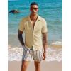 imagePJ PAUL JONES Mens Casual Button Down Shirts  Short Sleeve Summer Textured Beach WrinkleFree ShirtsKhaki