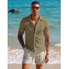 imagePJ PAUL JONES Mens Casual Button Down Shirts  Short Sleeve Summer Textured Beach WrinkleFree ShirtsKhakigreen
