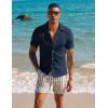imagePJ PAUL JONES Mens Casual Button Down Shirts  Short Sleeve Summer Textured Beach WrinkleFree ShirtsNavy