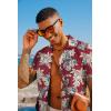 imagePJ PAUL JONES Mens Casual Button Down Shirts  Short Sleeve Summer Textured Beach WrinkleFree ShirtsRedfloral