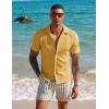 imagePJ PAUL JONES Mens Casual Button Down Shirts  Short Sleeve Summer Textured Beach WrinkleFree ShirtsYellow