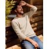 imagePJ PAUL JONES Mens Crewneck Sweater Lightweight Casual Knit Texture Pullover for Fall WinterApricot
