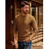 imagePJ PAUL JONES Mens Crewneck Sweater Lightweight Casual Knit Texture Pullover for Fall WinterCoffee