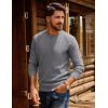 imagePJ PAUL JONES Mens Crewneck Sweater Lightweight Casual Knit Texture Pullover for Fall WinterGray