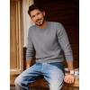 imagePJ PAUL JONES Mens Crewneck Sweater Lightweight Casual Knit Texture Pullover for Fall WinterGray