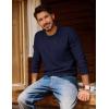 imagePJ PAUL JONES Mens Crewneck Sweater Lightweight Casual Knit Texture Pullover for Fall WinterNavy Blue