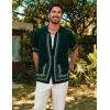 imagePJ PAUL JONES Mens Polo Shirts 70s Vintage Shirts Contrast Knitted Polo ShirtsDark Greenfloral