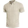 imagePJ PAUL JONES Mens Polo Shirts Regular Fit Textured VNeck Knit Golf PolosApricot