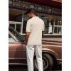 imagePJ PAUL JONES Mens Polo Shirts Regular Fit Textured VNeck Knit Golf PolosApricot Contrast
