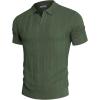 imagePJ PAUL JONES Mens Polo Shirts Regular Fit Textured VNeck Knit Golf PolosArmy Green