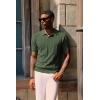 imagePJ PAUL JONES Mens Polo Shirts Regular Fit Textured VNeck Knit Golf PolosArmy Green