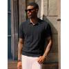 imagePJ PAUL JONES Mens Polo Shirts Regular Fit Textured VNeck Knit Golf PolosBlack