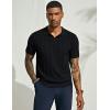 imagePJ PAUL JONES Mens Polo Shirts Regular Fit Textured VNeck Knit Golf PolosBlack