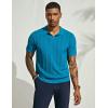 imagePJ PAUL JONES Mens Polo Shirts Regular Fit Textured VNeck Knit Golf PolosBlue