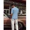 imagePJ PAUL JONES Mens Polo Shirts Regular Fit Textured VNeck Knit Golf PolosBlue Grey Contrast