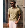 imagePJ PAUL JONES Mens Polo Shirts Regular Fit Textured VNeck Knit Golf PolosCamel