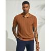 imagePJ PAUL JONES Mens Polo Shirts Regular Fit Textured VNeck Knit Golf PolosCoffee